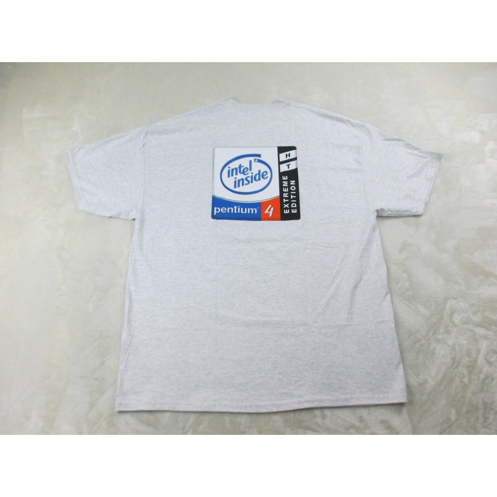 VINTAGE‎ Intel Inside Shirt Mens Extra Large Gray Pentium 4 Processor Computer*